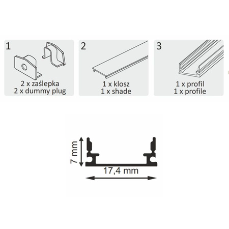 Profil Aluminiowy Osłona do Taśm Pasków LED Biała 1m Sanico Goldlux