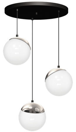 Lampa wisząca SFERA 3xE14 Białe Kule Chromowane Detale MLP8884 Milagro Metal + Szkło