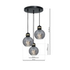 Lampa wisząca OMEGA 3xE27 Przydymione Szkło Kula MLP6533 Milagro Metal + Szkło