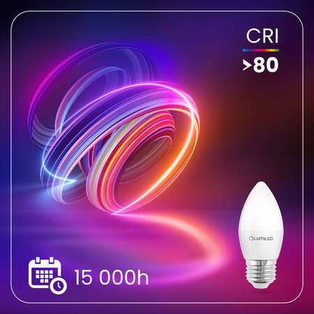 6x Żarówka LED E27 Świeczka B35 8W = 65W 880lm 6500K Zimna 180° LUMILED