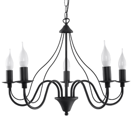 Lampa Sufitowa Wisząca Żyrandol 5x E14 Żyrandol Nieregularna Czarna Nowoczesna Minerwa Sollux
