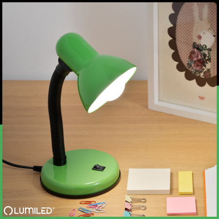 Lampka Biurkowa Stołowa Regulowana SARA Szkolna Nocna E27 Zielona LUMILED