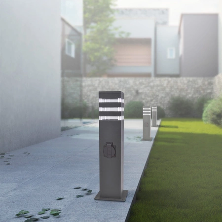 Lampa Ogrodowa Stojąca Słupek E27 Szara IP54 Teksas Sanico Goldlux