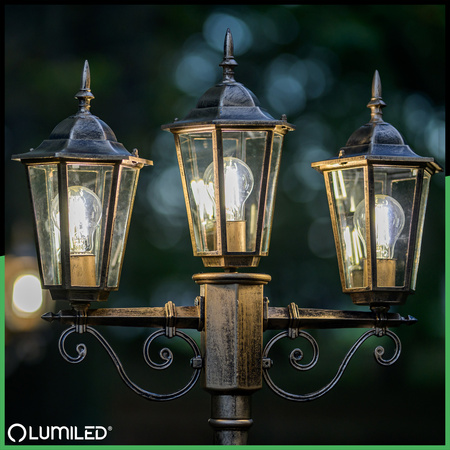 Lampa Ogrodowa Zewnętrzna 3xE27 SŁUPEK LATARNIA 2m Patyna BELLIS LUMILED