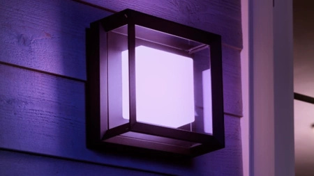 Kinkiet Ogrodowy LED Lampa Zewnętrzna Elewacyjna 15.2W 1140lm IP44 White and Color Ambiance RGB + TW Czarna Inteligentna SMART Zigbee Bluetooth Econic Philips HUE