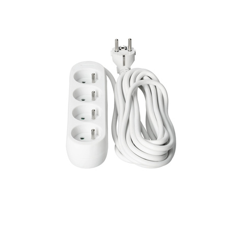 Przedłużacz Sieciowy Wtyk 4x Gniazdo z Uziemieniem Listwa Zasilająca 5m Biały Linea Kobi