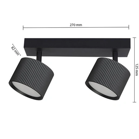 Lampa Sufitowa Spot Tuba Reflektor Oprawa Halogenowa 2x GX53 Ruchomy Czarny Orbin Masterled