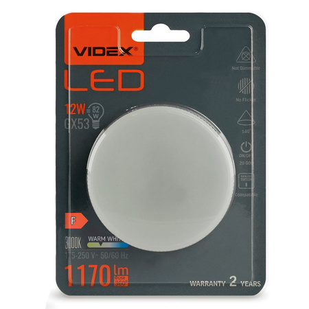Żarówka LED GX53 Reflektor 12W = 82W 1170lm 3000K Ciepła 140° Videx