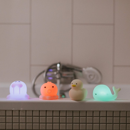 Zestaw 4x Lampka Nocna Dziecięca LED 0.4W Wielokolorowa RGB Bateryjna Biała ZESTAW MORSKI MARY'S