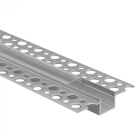 Profil Aluminiowy Podtynkowy do LED Wpuszczany do Płyt KARTON / GIPS 1m z Przezroczystym Kloszem i Zaślepkami Ecolight