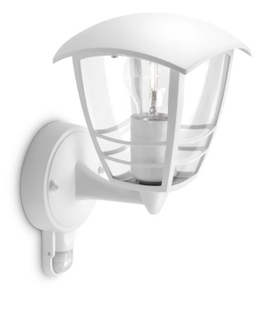 Lampa Ogrodowa LED Kinkiet Elewacyjny CREEK myGarden E27 IP44 Latarnia do Góry z Czujnikiem Ruchu Biała PHILIPS