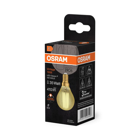 Żarówka LED Dekoracyjna P45 Kulka E14 4W = 35W 410lm 2400K Ciepła 300° Vintage 1906 Osram