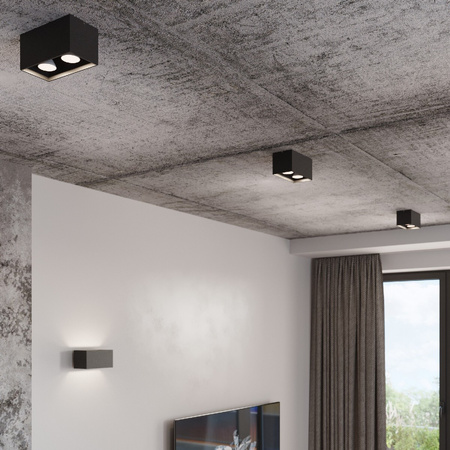 Lampa Sufitowa Oprawa Natynkowa 2x GU10 Prostokątna Czarna Nowoczesna Quad Sollux
