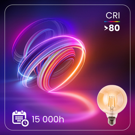 3x Żarówka LED E27 Kula G95 4W = 40W 470LM 2000K Ciepła 360° Bursztynowa Filament LUMILED