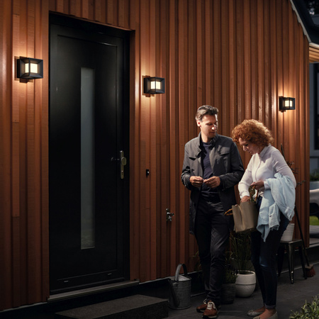 Kinkiet Ogrodowy Lampa Elewacyjna Zewnętrzna LED 8W 800lm 2700K IP44 Czarna Parterre Philips