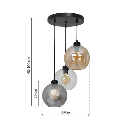 Lampa wisząca SOFIA MIX 3xE27 MLP6585 Wielobarwny Klosz Kula Milagro Metal + Szkło