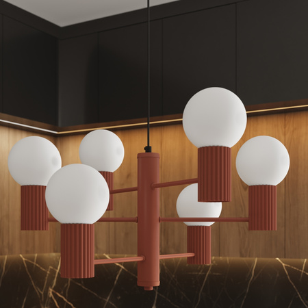 Lampa Wisząca Żyrandol 6x G9 Aluminiowa Ochra czerwona Halo French Sky SL.1833 Sollux