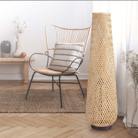 Lampa Podłogowa Stojąca Dekoracyjna E27 Beżowy BAMBOO NATURAL Sanico Goldlux