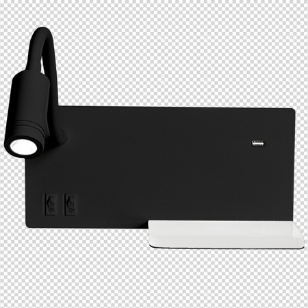 Lampka nocna ścienna z półką SHELF Czarna LED 4W + 5W + 2W Milagro