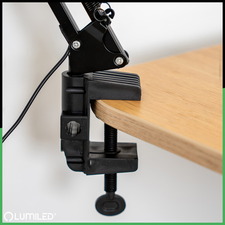 ZESTAW Lampka Biurkowa LED 8W CCT Kreślarska Stołowa Lupa LUCA 2 Czarna + Adapter USB 5V/1A DC LUMILED