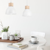 Lampa Wisząca Sufitowa NICO 2xE27 Biała Drewniana LM-2.143 Lamkur