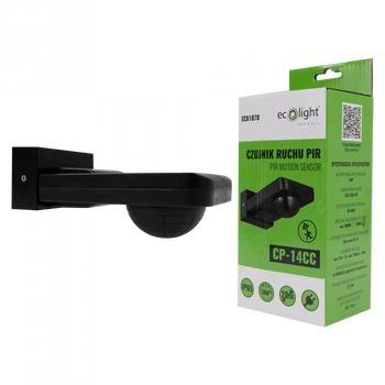 Czujnik Ruchu i Zmierzchu PIR IP44 Natynkowy Czarny 20m 360° CP Ecolight