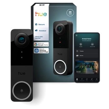 Inteligentny Wideodomofon Dzwonek do Drzwi z Kamerą 2K QHD 1440p CMOS Czarna SMART Zigbee WiFi Doorbell Secure Philips HUE
