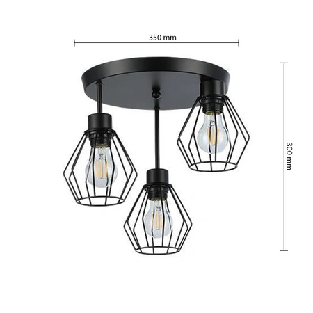 Lampa Sufitowa SPOT TUBA Reflektor Oprawa Halogenowa 3x E27 Czarny Otto Masterled