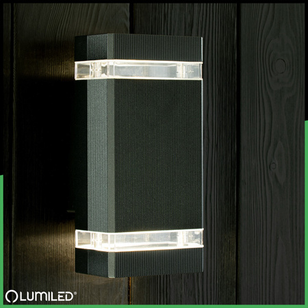 Lampa Ogrodowa Kinkiet Elewacyjny góra dół GU10 Czarny HEDERA LUMILED