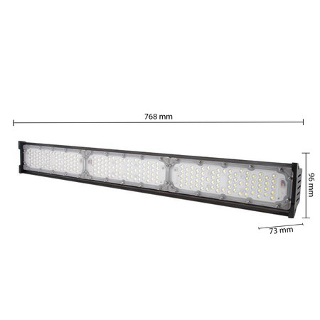 Lampa LED Przemysłowa High Bay Liniowa 150W 22500lm 5000 Zimna 90° Czarny IP65 Masterled