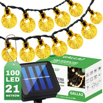 Girlanda Solarna Ogrodowa 100x LED Ozdobne Kuleczki 21.8m Ciepła 3000K GALLA2 LUMILED