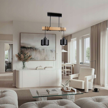 Lampa Sufitowa Oprawa Wisząca 2x E27 Czarna Brązowa Elza Masterled