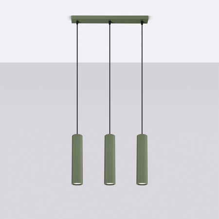 Lampa Wisząca Sufitowa Zwis Tuba Spot 3x GU10 Oliwkowa Karbon Deep Space SL.1613 Sollux