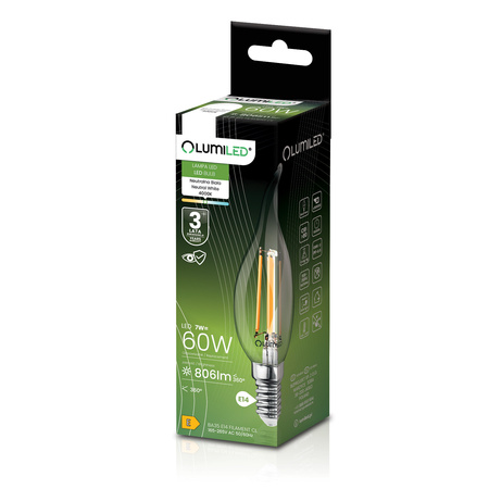 6x Żarówka LED E14 Świeczka BA35 7W = 60W 806lm 4000K Neutralna 360° FILAMENT LUMILED