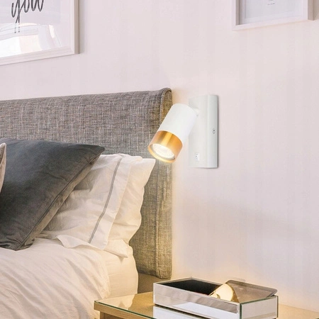 Lampa Ścienna Reflektor Kinkiet Spot do Czytania GU10 Biały Złoty Masterled