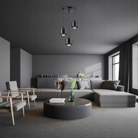 Lampa Sufitowa Oprawa Wisząca 3x E27 Okrągła Czarna Miedziana Elza Masterled