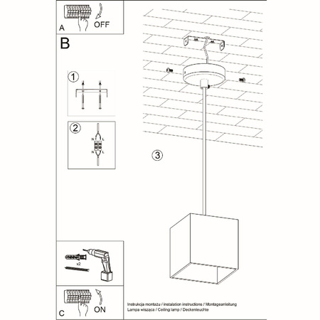 Lampa Sufitowa Oprawa Natynkowa GU10 Wisząca Zwis Kwadratowa Szara Nowoczesna Quad Sollux