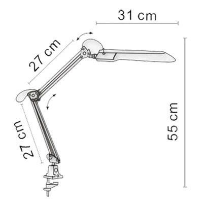 Lampka Biurkowa Kreślarska LED 7W 480lm 4500K 120° Czarna z Uchwytem