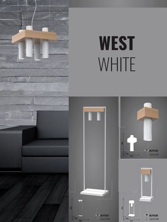 Lampa wisząca WEST biała 1x GU10 MILAGRO geometryczna metal + drewno styl skandynawski