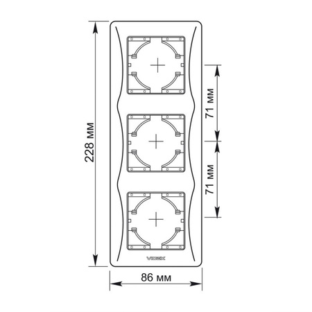 Ramka Pozioma do Gniazdek Potrójna Natynkowa Czarna BINERA VIDEX
