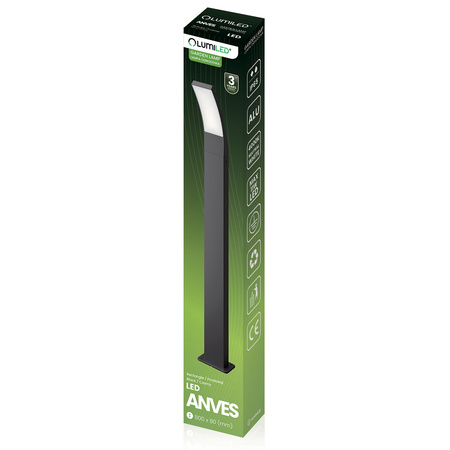 Lampa Ogrodowa Słupek Zewnętrzny Stojący 11W LED 4000K ANVES 80cm LUMILED