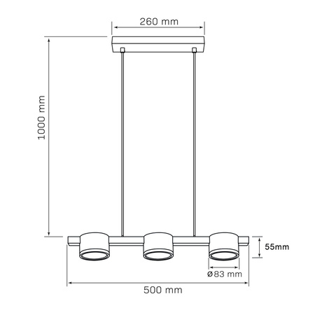 Lampa Sufitowa Wisząca Zwis 3x GX53 Czarna Złota MIRELLA Sanico Goldlux