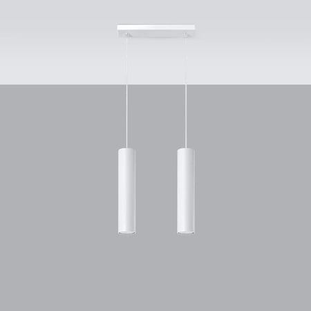 Lampa Sufitowa Wisząca Zwis 2x GU10 Tubularna Biała Nowoczesna Lagos Sollux