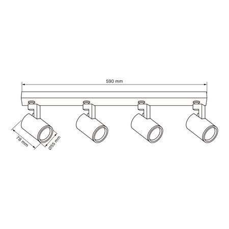 Oprawa Ścienno-Sufitowa Reflektor Punktowy 4x GU10 Czarna LYNX Sanico Goldlux