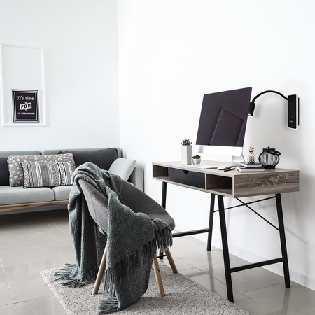 Lampka nocna ścienna BASE 8W + 2W Czarna Elastyczna Milagro