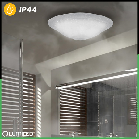 Plafon LED Lampa Sufitowa Natynkowa REGIS 2x E27 IP44 z Czujnikiem Ruchu i Zmierzchu Biały Okrągły 30cm LUMILED