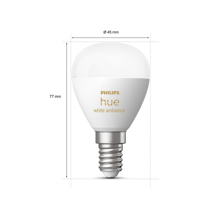 2PAK Żarówka LED E14 P45 5,1W CCT PHILIPS HUE White Ambiance Bluetooth Zigbee