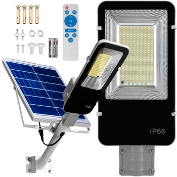 Lampa Solarna Uliczna LED 1000W 100000lm 6500K Zimna Czujnik Zmierzchu MOCNA Latarnia Ogrodowa z Regulowanym Panelem + Uchwyt i Pilot