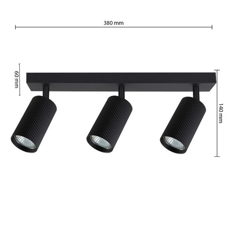 Lampa Sufitowa Spot Tuba Reflektor Oprawa Halogenowa 3x GU10 Ruchomy Czarny Lucerno Masterled