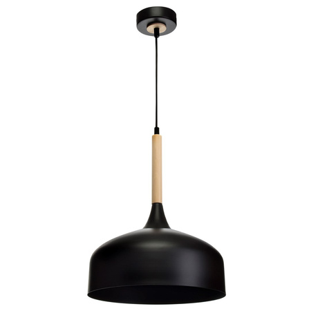 Lampa wisząca TAYLOR 1xE27 Klasyczny Klosz Czarna MLP6218 Milagro Metal + Drewno